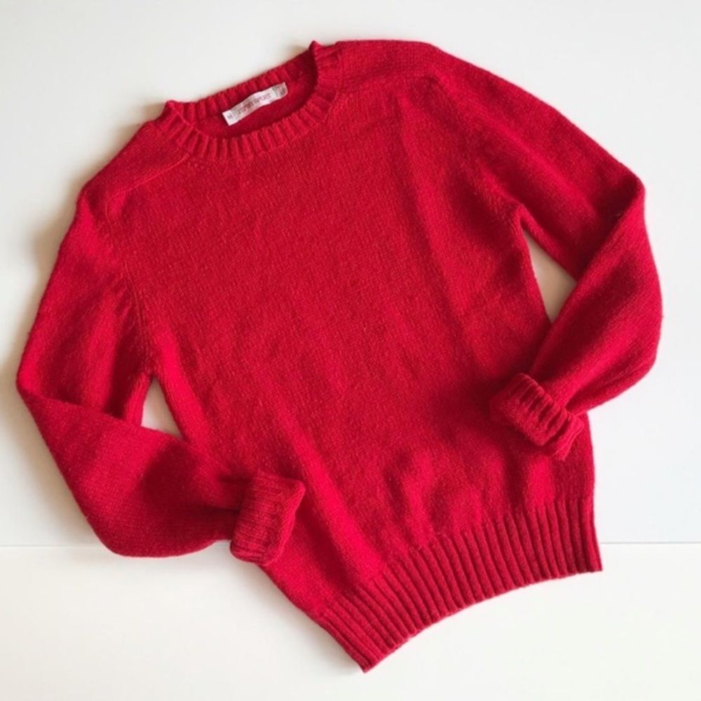 80s Vintage red wool sweater - women's xs / small